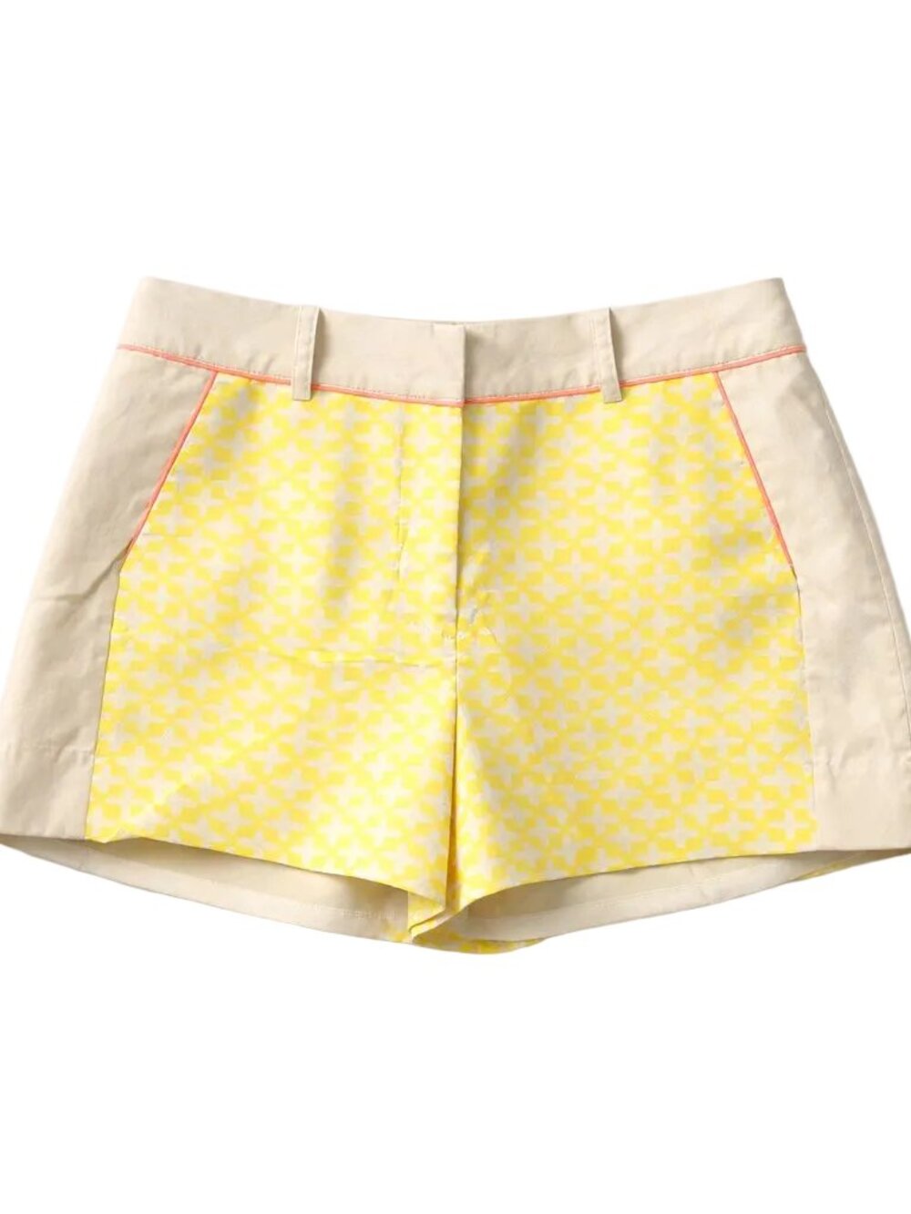 Stylish Yellow and Cream Women's Shorts